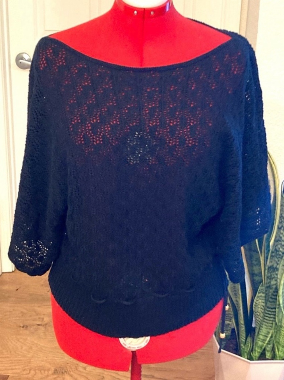 Bay Studio Black crocheted Sweater Size medium